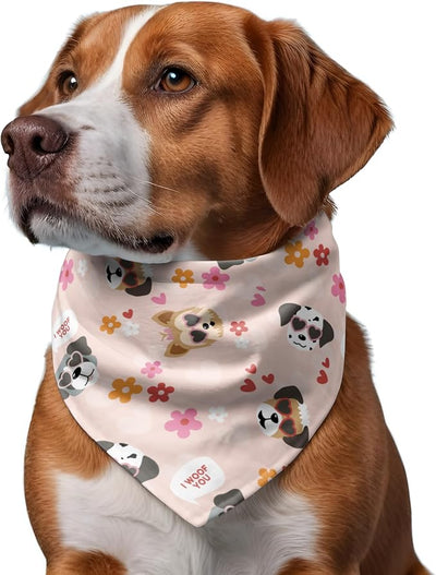 W Brings Bandana for Dogs | This Stunning Gorgeous Design Dog Bandana Scarf is Perfect Styling Accessory for Dogs Large, Medium & Small. One Size Fits All. (Medium - Large, I Woof You)