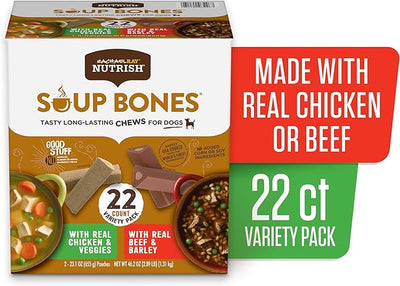 Nutrish Rachael Ray Soup Bones Long Lasting Dog Chews Variety Pack, 22 Count (Pack of 2)