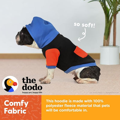 The Dodo Dog Hoodie, Black Colorblock, Size Medium; Everyday Apparel for Dogs, Cute Dog Sweatshirt, Cute Clothes