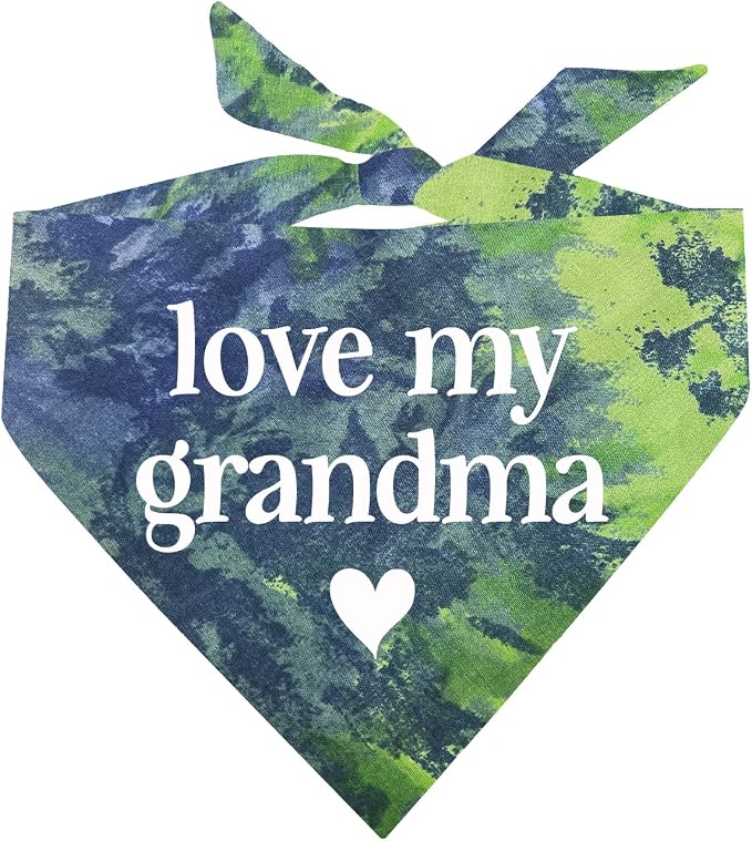 Love My Grandma Mother's Day, Valentine's Day Dog Bandana (Green/Blue Scrunch, OS 399)