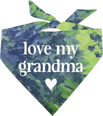 Love My Grandma Mother's Day, Valentine's Day Dog Bandana (Green/Blue Scrunch, OS 399)