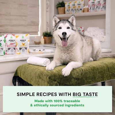 Open Farm, Dog Jerky Treats, Soft & Chewy Oven-Baked Jerky Strips Made with Ethically & Sustainably Sourced Ingredients, Protein Packed Dog Treats, Grain-Free Grass-Fed Beef Recipe, 5.6oz Pouch