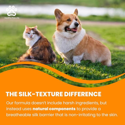 Healthy Paw Life Coat Silk Powder with Sulfur & Bentonite Clay - Natural Grooming Powder for Dogs, Cats, and Horses - Itchy Skin Support, Moisture & Odor Control - 6 oz