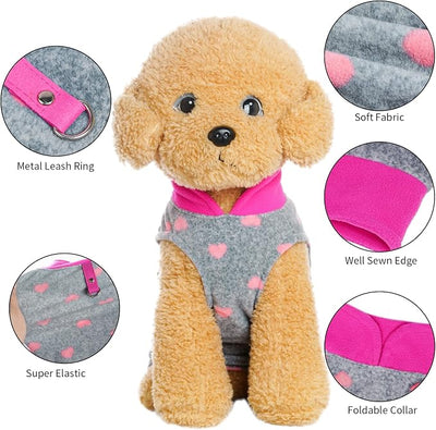 Rbenxia 1 Piece of Grey Dog Heart Sweater with Leash Ring Soft Fleece Vest Dog Pullover Warm Jacket Pet Dog Clothes Winter Dogs Outfits for Small Puppy Cat Pets (X-Small)