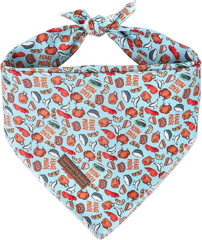 Unique Style Paws Thanksgiving Day Dog Bandana Blue Turkey Cotton Puppy Collars for Small Medium Large Dogs