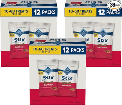 Blue Buffalo Stix Natural Soft Moist Dog Treats Togo Beef Recipe, 1oz Bags, (Pack of 36)