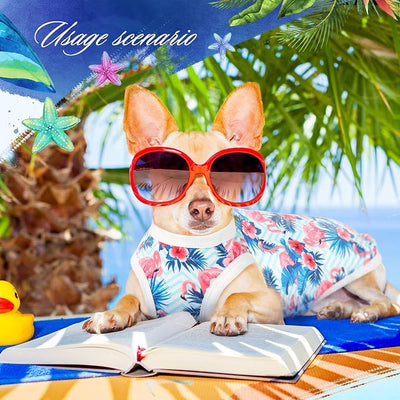Kajaia 6 Pack Summer Flamingo Dog Shirts, Hawaiian Tropical Tank Tops Clothes Outfit for Dogs Luau Pool Summer Party Costume Cute Sleeveless Pet Apparel for Chihuahua Puppy Toy Breeds Cats(Large)