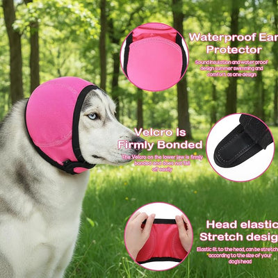 Dog Ear Muffs Noise Protection, Swimming Waterproof Dog Ear Caps, Rose DogEar Covers for Bath, Pet Ears Muffs for Noise Bath, for Ears Protection(L)