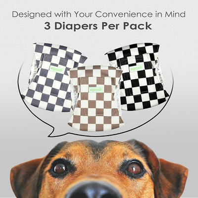 wegreeco Washable Male Dog Belly Band (Stylish Pattern)- Pack of 3 - Washable Male Dog Belly Wrap, Dog Diapers Male (Black, Grey, Dark Coffee Checkerboard, Small)