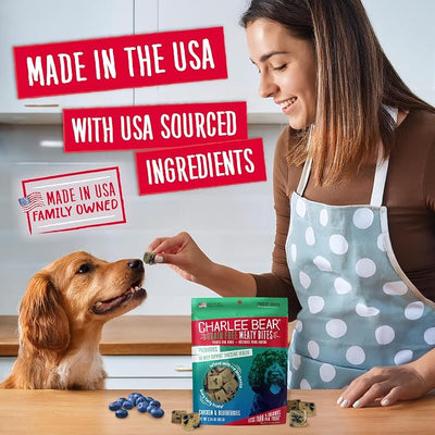 Charlee Bear Grain Free Freeze-Dried Dog Treats, Chicken & Blueberries, High Protein, Limited Ingredient Training Treats or Meal Topper, 2.25 oz, Made in USA