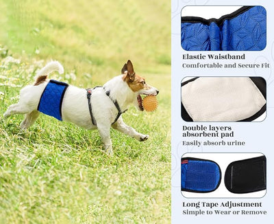 Mkono Male Dog Belly Band Wraps Washable Dog Diapers Male for Small and Medium Dogs, Waist 22.8 Inches to 28.8 Inches(3 Pack,Blue,White,Yellow)