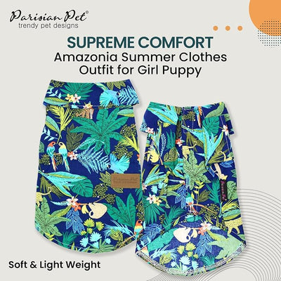Parisian Pet Amazonia Dog Shirt - Cotton Clothes for Large Dogs - Stylish Tropical Dog Outfit - Lightweight and Soft Puppy Clothes - Trendy Tshirts for Dogs - Comfortable Summer Pet Apparel