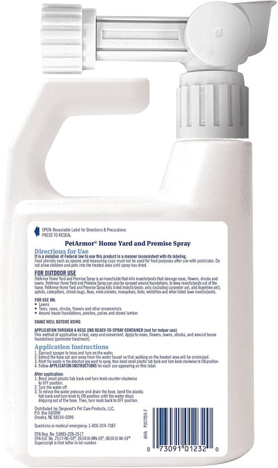 PetArmor Home Yard Spray for Dogs, Kills and Protects Against Fleas, Ticks, Mosquitoes, Ants, and Other Bugs, 32oz