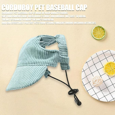 Dog Baseball Cap, Dog Cat Summer Beach Visor Hat with Ear Holes, Adjustable Puppy Sunbonnet Headdress (Green, Medium)