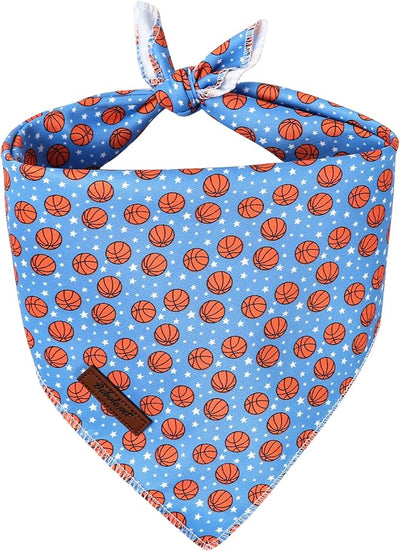 Basketball Dog Bandana - Soft Blue Spring Summer Dog Neck Scarf, Cute Pet Bib for Puppy Kitten, Playful Photo Dogs Cats Prop for Daily Use Parties & Pet Photography S