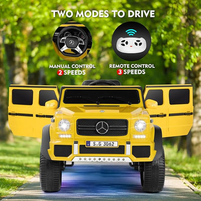 JOYLDIAS Kids Ride On Cars, Licensed Mercedes-Benz Maybach G650S, 12V7AH Battery Powered Toy Electric Car for Kids W/LED Underglow Lights,Remote Control,2 Motors,3 Speeds,Music,Bluetooth,Horn, Yellow