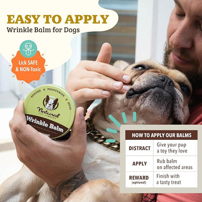 Natural Dog Company Wrinkle Balm for Dog Wrinkles (2oz Tin) All-Natural, Lick-Safe Dog Lotion for Dry Itchy Skin, French Bulldog Skin Care, Moisturizes & Cleans Wrinkle Folds, Plant-Based, Made in USA