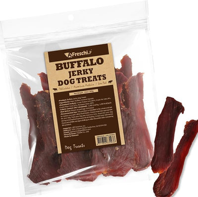 AFreschi Buffalo Dog Treats, All-Natural, High Protein, Low Fat, Human Grade Puppy Chews – Healthy Grain-Free Training Treats, 12oz Jerky