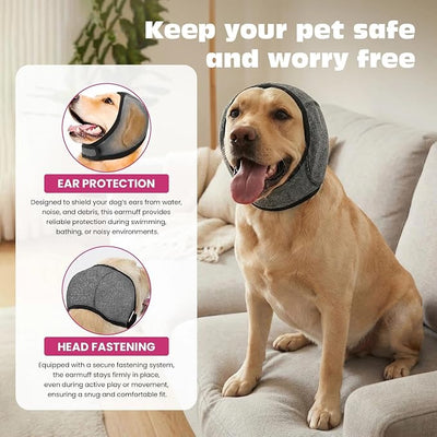 2PCS No Flap Ear Wraps for Dogs, Dog Ear Muffs Noise Protection, Adjustable Calming Dog Ear Protection, Soft Breathable for Grooming, Thunder, Fireworks & Travel (grey, L)