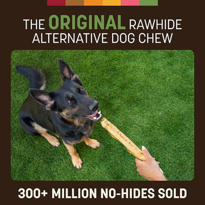 Earth Animal No Hide Chews - Long Lasting Rawhide Free Large Dog Chews Rolls, Pork - 2 Count