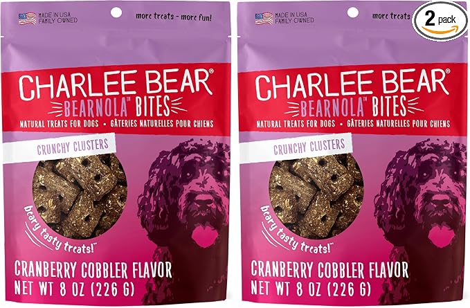 Charlee Bear Bearnola Bites Dog Treats, Cranberry Cobbler Flavor, 8oz (Pack of 2)