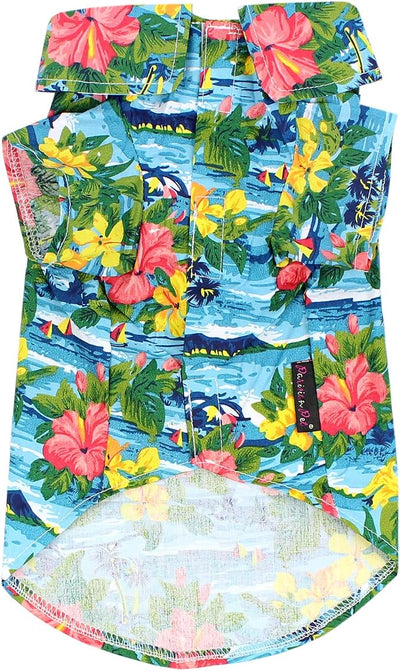 Parisian Pet Floral Dog Shirt - Cotton Clothes for Small Dogs - Stylish Dog Beach Outfit - Lightweight and Soft Puppy Clothes - Trendy Tshirts for Dogs - Comfortable Summer Vacation Pet Apparel