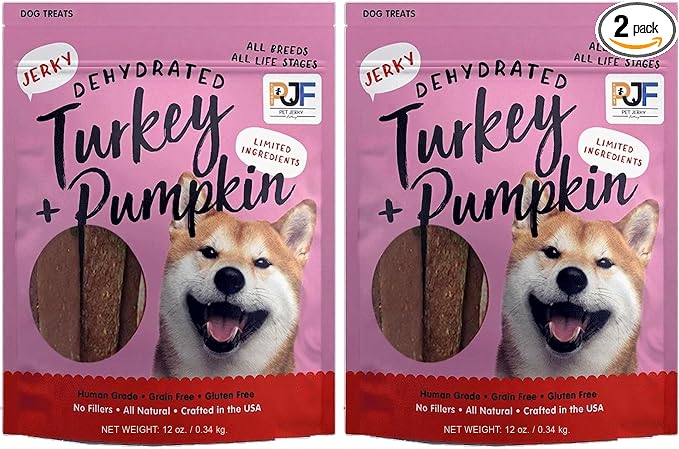 PET JERKY FACTORY Turkey & Pumpkin 12 oz. Dog Jerky Treats | 100% Human Grade | USA Made-| High Protein-| Grain Free-| Limited Ingredients-| No Filler-| BHA-BHT Free-| Soft-Tender,(Pack of 2)