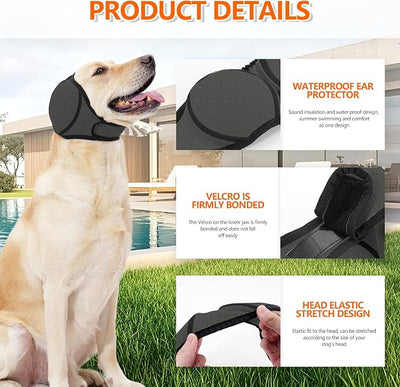 Dog Ear Muffs Noise Protection,Waterproof Dog Ear Protector Ear Cover for Anxiety Relief and Calming,Quiet Ears for Dogs,Grey M