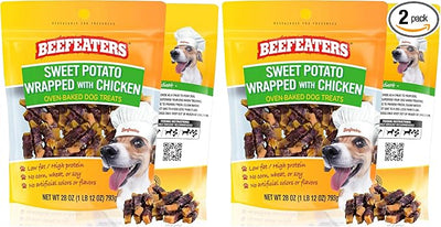 Beefeaters Dog Treats - Sweet Potato Wrapped with Chicken 28oz | Dog Food No Corn/Wheat/Soy/Gluten | Low Fat, Grain-Free, Perfect for Training & Rewards | Dog Training Treats for All Dog Sizes