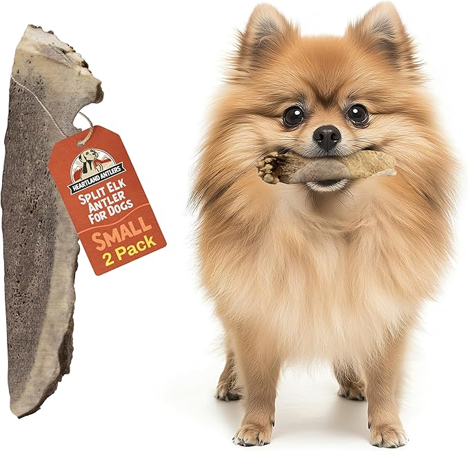 Heartland Elk Antlers for Dogs - Daily Dental Care Chews for Aggressive Chewers to Reduce Plaque & Prevent Destructive Behavior (Splinter Free, Split, 4", Small, 2-Pack, Grade A, USA Made)