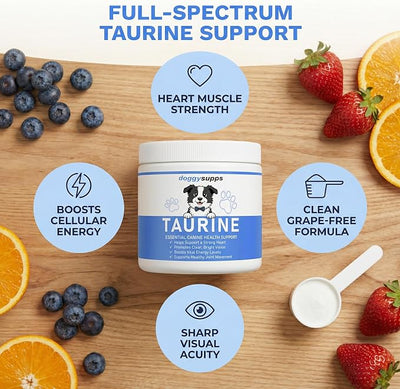 Doggy Supps Taurine, Doggy Supps Taurine Powder for Dogs, Unflavored, Easy-to-Mix Daily Supplement, Immune Support, Skin & Coat Health for Heart, Vision & Daily Wellness, 200 Grams (1)