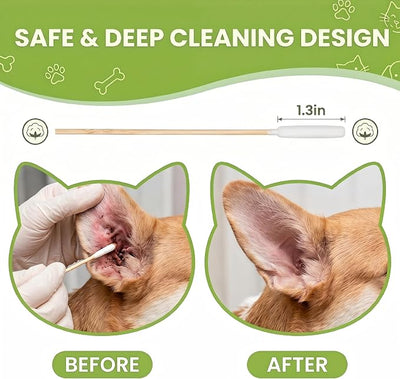 400 Pcs 6 Inch Long Dog Ear Swabs with Storage Box, Large Cotton Buds with Bamboo Handle, Soft & Absorbent Dogs Ear Cleaner Sticks for Gentle Cleaning