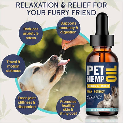 Hemp Oil for Dogs and Cats - 3 Pack Max Potency Organic Helps with Аnxiеty, Calming, Pain Relief, Hip Joint, Arthritis, Seizures Fast Results Supplement for Small & Large Pets with Omega 3-6-9 Oil