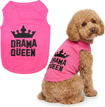 Parisian Pet Dog Shirt - 100% Cotton Shirts for Large Dogs - Pink Sleeveless Girl Pet Clothes - Lightweight and Breathable Puppy Clothes - Stretchy Drama Queen Dog Apparel - Funny T Shirts for Dogs