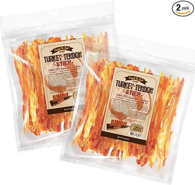 Gootoe Turkey Tendons for Dogs – All-Natural, Hypoallergenic Dog Treats, Rawhide Alternative, Long Lasting Puppy Chews, Healthy Dog Treats for Small Breeds, Strips, 1 lb (Pack of 2)