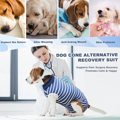 Recovery Suit for Dogs, Soft Dog Surgery Suit for Female Spay Male Neuter | Dog Cone Alternative Surgical Recovery Shirt for Abdominal Wounds, Anti-Licking Pet Clothes for Dogs Cats, Blue, XXX-Large