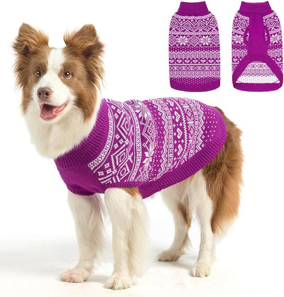 HOMIMP Dog Sweater Argyle - Warm Sweater Winter Clothes Puppy Soft Coat, Ugly Dog Sweater for Small Medium and Large Dogs, Pet Clothing Boy Girl, Purple ML
