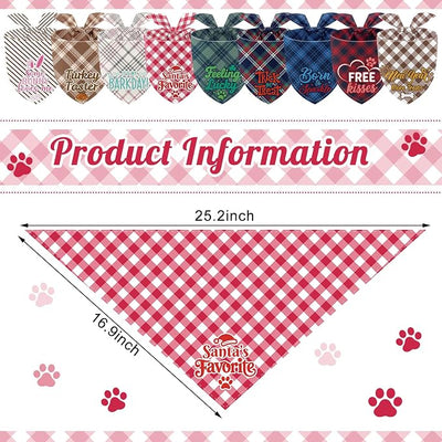 Weewooday 9 Pcs Holiday Dog Bandanas Halloween Seasonal Plaid Birthday Scarf Adjustable Large Fall Pet Puppy Washable Triangle Scarves Bibs for Thanksgiving Christmas Girl Boy