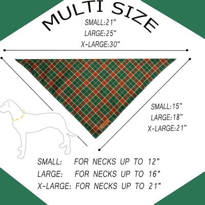 Realeaf Christmas Dog Bandanas 2 Packs, Reversible Red Green Plaid Dog Scarf, Xmas Pet Bandana for Boy and Girl, Premium Durable Fabric, Holiday Check Bandana for Small and Medium Dogs Pets (Small)
