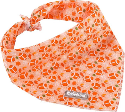Fall Dog Bandanas Girl Boy American Football Cotton Washable Comfortable Triangle Dog Scarf Adjustable Pet Bib Kerchief for Small Medium Large Dogs S