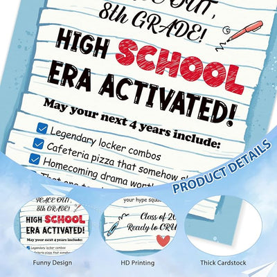 FLYAB 8th Grade Graduation Card - 2026 Peace Out 8th Grade Graduation Promotion Card with Gold Envelope Middle School Congrats Grad Gift for Her Him Boys Girls Son Daughter Granddaughter Grandson(5.5x8 Inch)