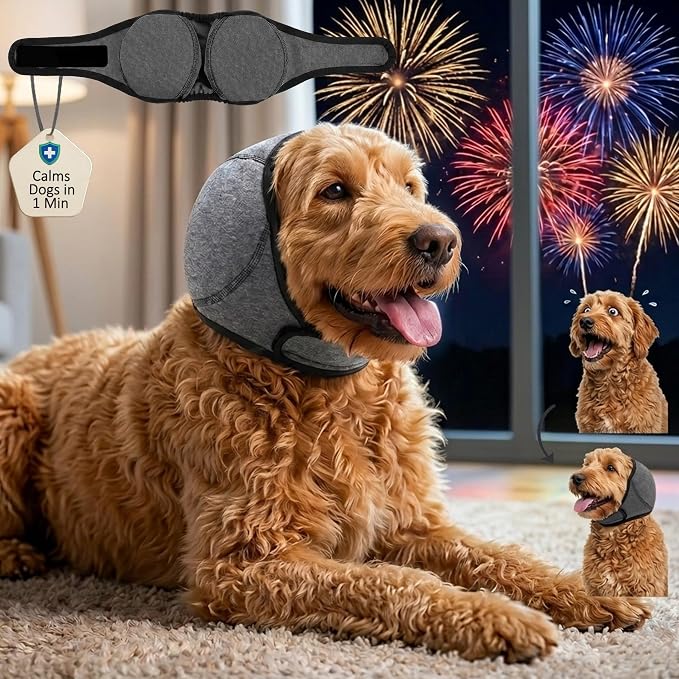 MCTOURY Dog Ear Covers for Anxiety-Relief: Fast Calms Dogs in 1 Minute | Noise Protection Ear Muffs for Fireworks/Thunderstorms - Designed for Medium Breeds Beagle/French Bulldog/Border Collie