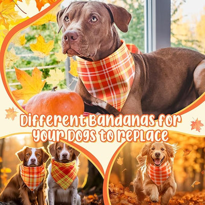 Abbylike 50 Pcs Fall Plaid Dog Bandanas Bulk Autumn Gingham Bandanas for Dogs Triangle Kerchief Bib Scarf for Pet Thanksgiving Party Costume Photo Props Accessories, 25 Styles(31.5 x 21.7 x 21.7)
