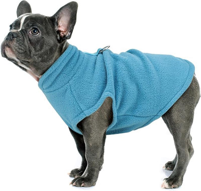 Sleeveless Pullover Fleece Vest for Small Dogs: Cozy Polyester Dog Jacket, Tank Top Sweater with Leash Ring and Armholes, Crisp, Warm, and Easy-to-Wear Design for Everyday Comfort Lake Blue S
