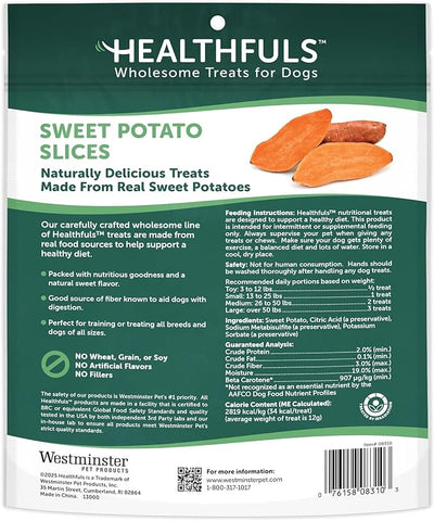 Healthfuls Sweet Potato Slices Healthy Dog Treats – Limited Ingredient, Grain Free, Made from Real Dried Sweet Potatoes, 16 oz