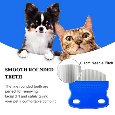 6 Pcs Flea Lice Comb,Stainless Steel Tear Stain Remover,Professional dog eye comb, Flea and Tick Combs for Dogs & Cats, Fine Tooth Dog Comb for Grooming