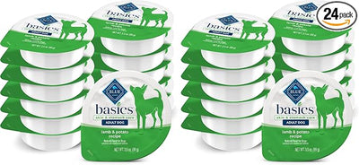 Blue Buffalo Basics Adult Small Breed Grain-Free Wet Dog Food for Skin & Stomach Care,Limited Ingredient Diet,Lamb Recipe,3.5-oz. Cups,12 Count (Pack of 2)
