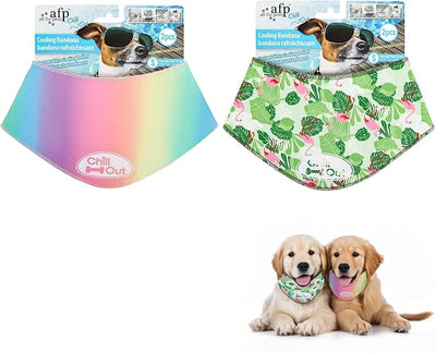 ALL FOR PAWS Cooling Bandana for Dogs, 2 Pack Dog Cooling Neck Wrap, Ice Dog Bandanas for Small Dogs, Cooling Scarf for Dogs, Blue Neck Cooler for Dogs(S, Neck Girth 11.8–14.4 Inch)
