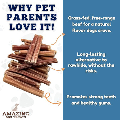 Amazing Dog Treats - Bully Sticks for Small Dogs (3-4 Inch - 16 oz)- Premium Thin Steer Bully Sticks for Dogs - Best Bully Stick Dog Chews - Bully Bones for Puppies and Small Breeds
