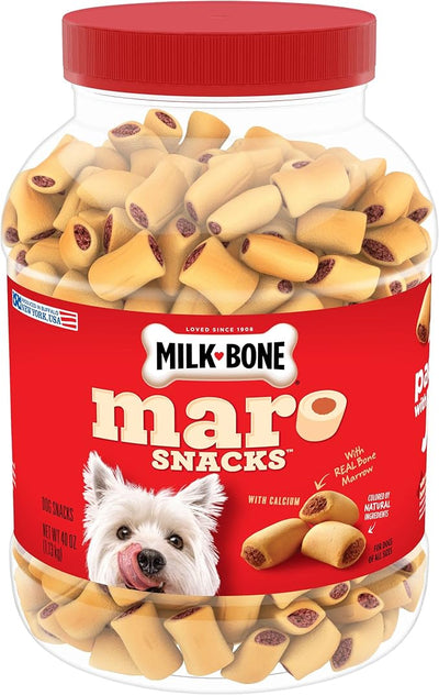 Milk-Bone Dog Treats Bundle: MaroSnacks Beef 40 Ounce + Flavor Snacks Small Biscuit 24 Ounce